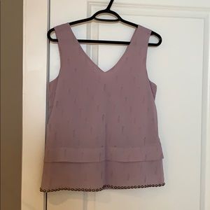 Purple Chiffon Tank with Beading Detail on Hem